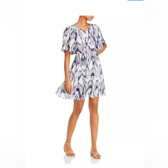 Rebecca Taylor Printed Smocked-Waist Dress NWT - Picture 4 of 7